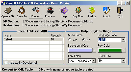 mdb to xml file conversion