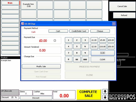 Customer Payment Screen