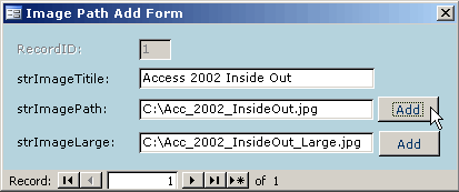 The form that opens the Common Dialog screen