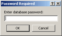 Dialog box to enter the database password