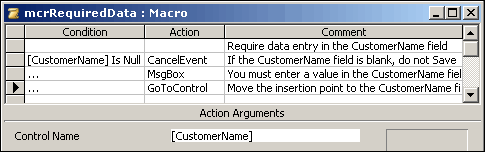 The final macro, complete with Conditions and Actions