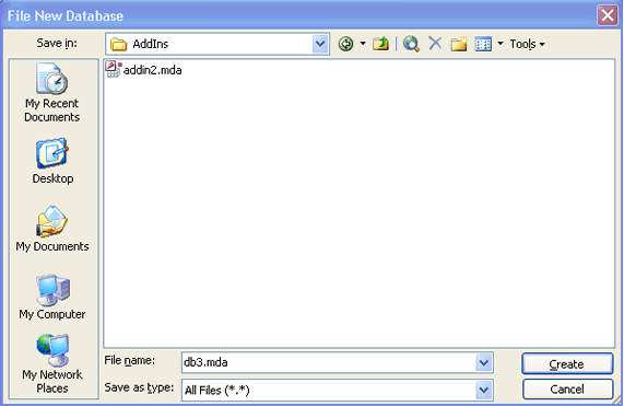 Save the add-in with the .mda file extension