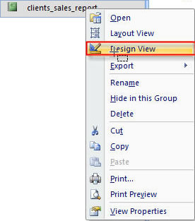 Open the report in Design View